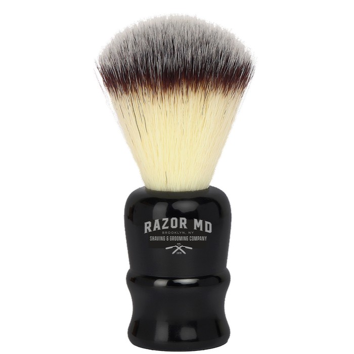 RAZOR MD Black Handle Travel Shave Brush (Synthetic Hair)