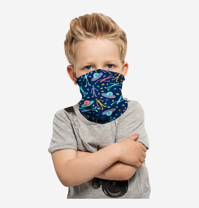 Cooling Neck Gaiter/Balaclava/Magic Scarf Headband & Face Mask For Kids - Flexible Aliens