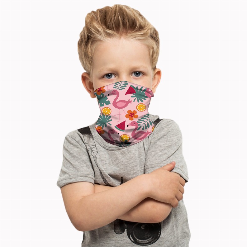 Cooling Neck Gaiter/Balaclava/Magic Scarf Headband & Face Mask For Kids - Flexible Flamingos