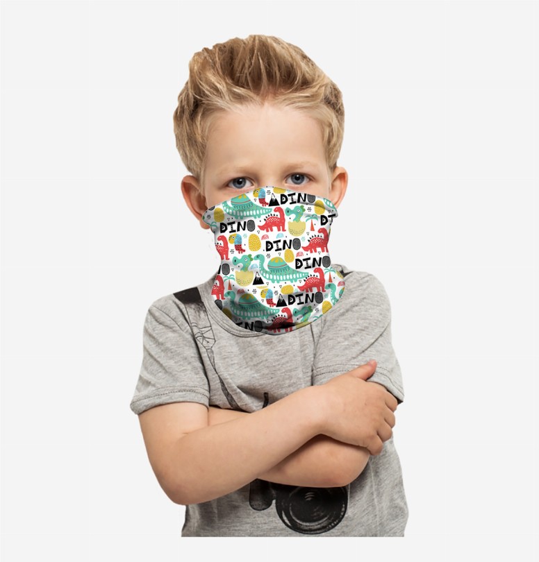Cooling Neck Gaiter/Balaclava/Magic Scarf Headband & Face Mask For Kids - Flexible Dinos