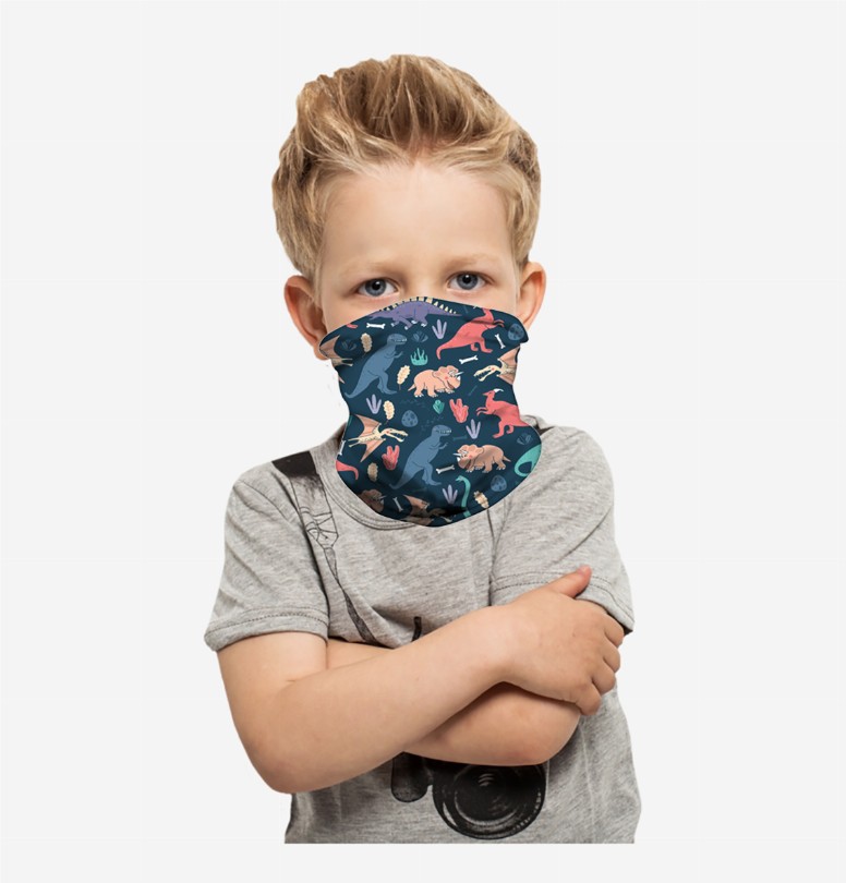 Cooling Neck Gaiter/Balaclava/Magic Scarf Headband & Face Mask For Kids - Flexible Dinosaurs