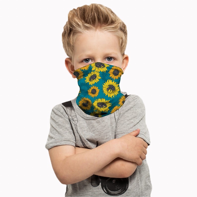 Cooling Neck Gaiter/Balaclava/Magic Scarf Headband & Face Mask For Kids - Flexible Sunflower