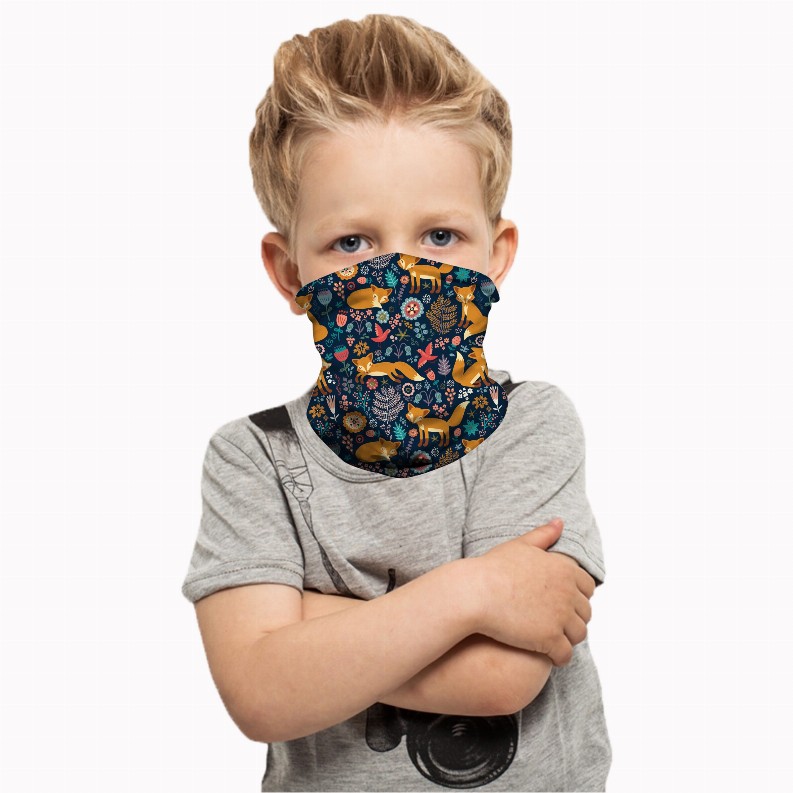 Cooling Neck Gaiter/Balaclava/Magic Scarf Headband & Face Mask For Kids - Flexible Fox