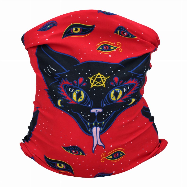 Cooling Neck Gaiter/Balaclava/Magic Scarf Headband & Face Mask for Men, Women - Flexible Baphomet's Cat