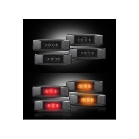 94-02 RAM DUALLY FENDER LENSES (4PC) 2 RED/2 AMBER LED LIGHTS SMOKE LENS BLACK TRIM