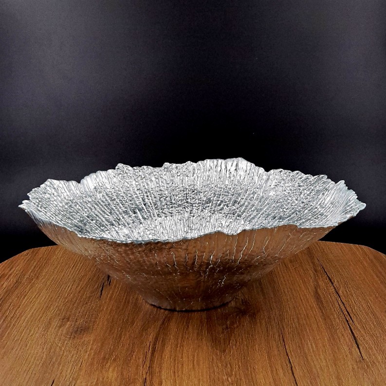 CORAL Gilded Glass Centerpiece Bowl - 14" Silver