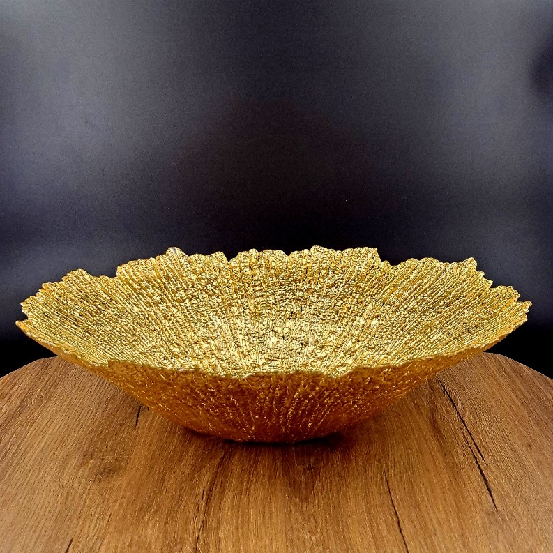 CORAL Gilded Glass Centerpiece Bowl - 16" Gold
