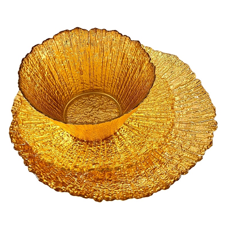 CORAL Gilded Glass Dinnerware Set - Gold Gold 12 piece