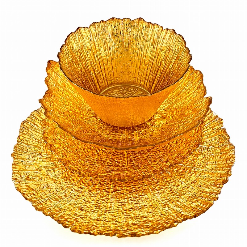 CORAL Gilded Glass Dinnerware Set - Gold Gold 16 piece