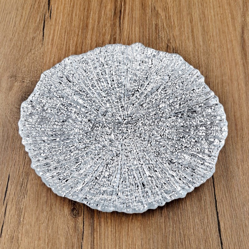 CORAL Gilded Glass Plate - 8.5" Salad Plate Silver