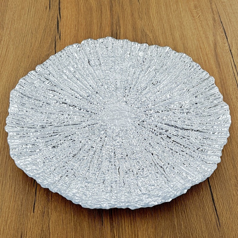CORAL Gilded Glass Plate - 11" Dinner Plate Silver