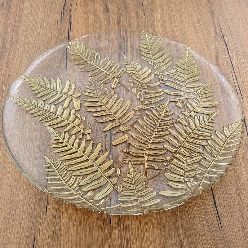 FERN 13" Glass Charger Plate Gold 13" Gold