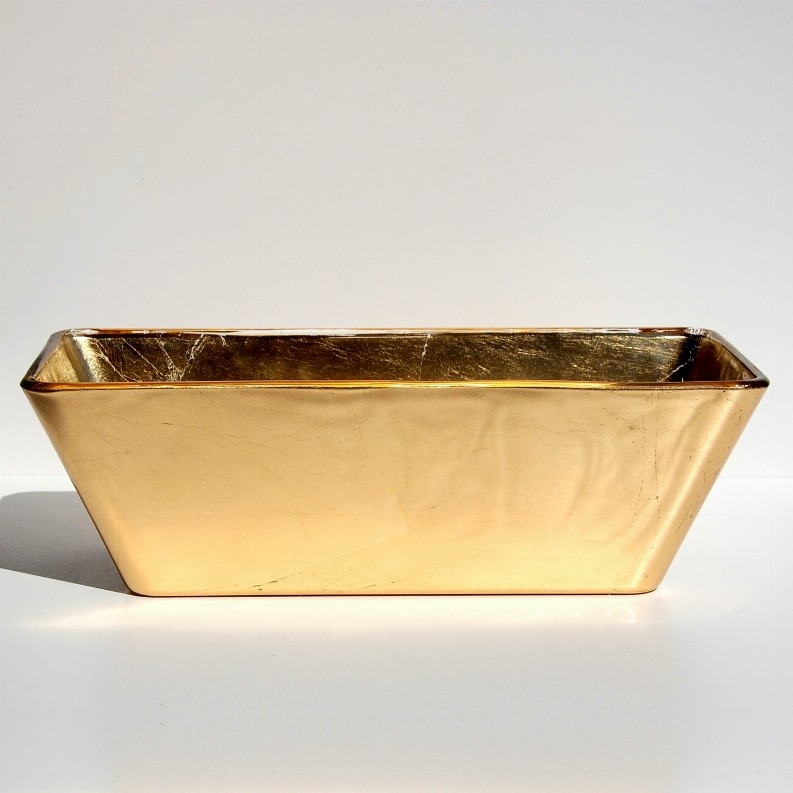 GILT Gilded Glass 13" Rectangular Bowl