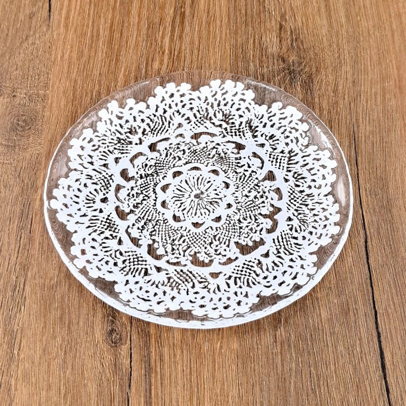 LILLE Glass Plate Clear/White - 7" Canape Clear/White