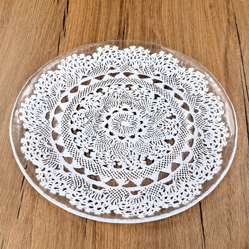 LILLE Glass Plate Clear/White - 11" Dinner Clear/White
