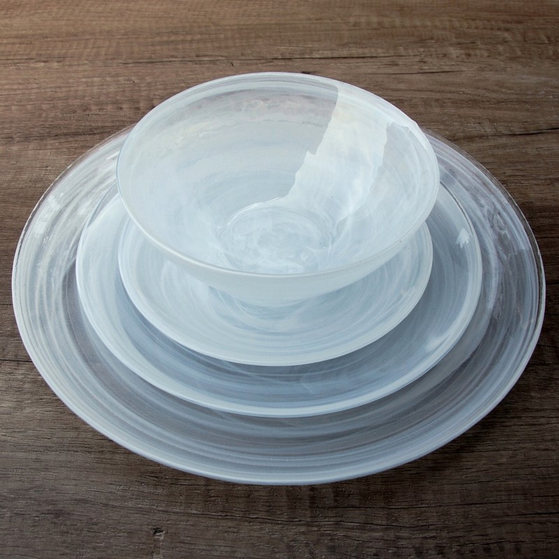 NUAGE Glass Dinnerware Set - Ivory