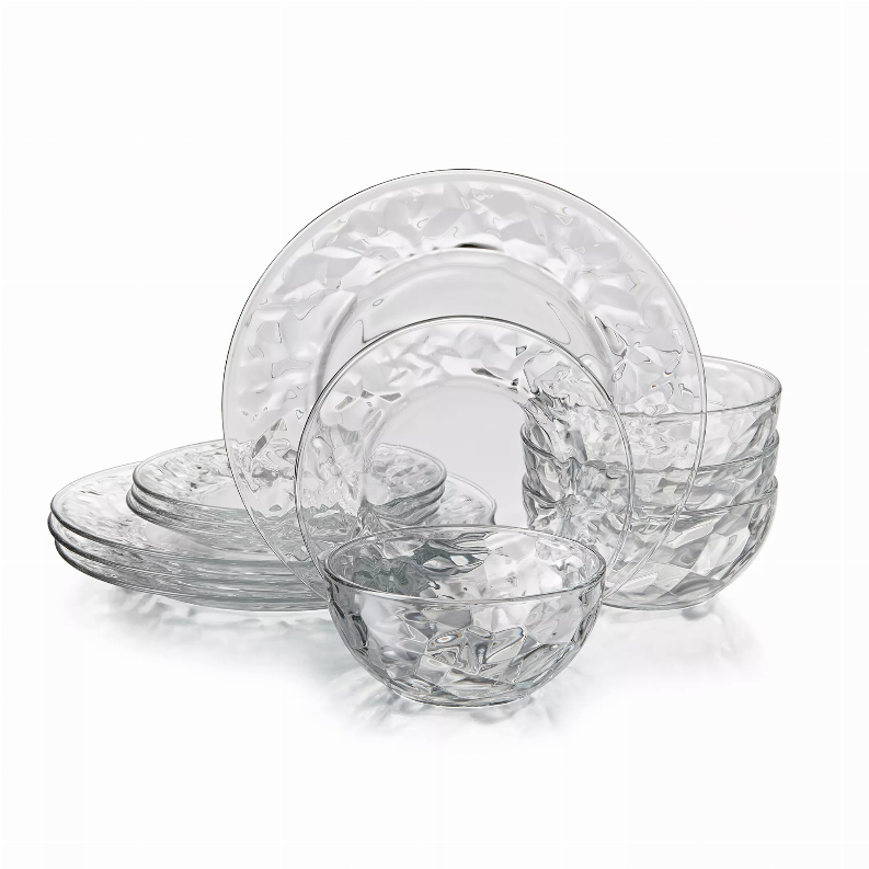 ROCHER 12 Pcs. Clear Glass Dinnerware Set Clear