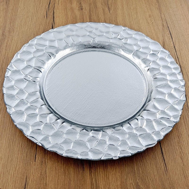ROCHER 13" Glass Charger Plate 13" Silver