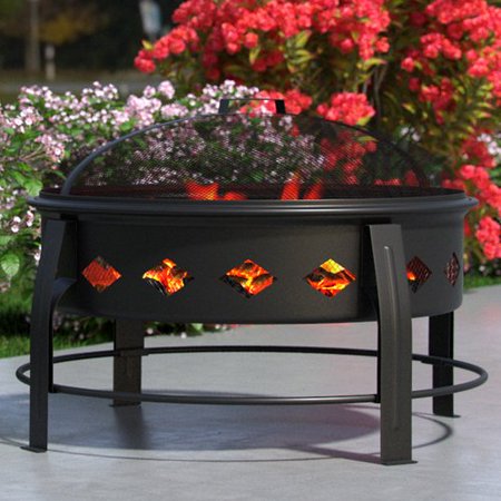 Regal Flame Cosmic Flame 27 Portable Outdoor Fireplace Fire Pit for Backyard Patio Fire Bowl, Includes Safety Mesh Cover, Poker