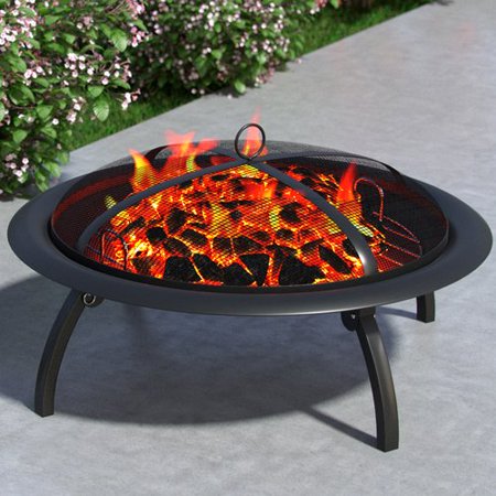 Regal Flame Classic Cast 29 Portable Outdoor Fireplace Fire Pit for Backyard Patio Fire Bowl, Includes Safety Mesh Cover, Poker