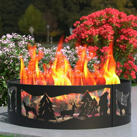 Regal Flame Heavy Duty 38" Wilderness Wood Fire Pit Fire Ring Heavy-Duty and Perfect for RV, Camping, and Outdoor Fireplace