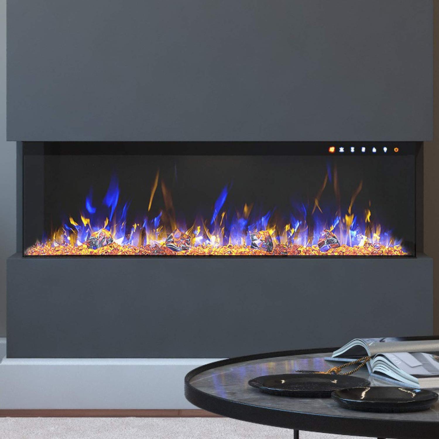 Regal Flame Gotham 72 Inch Built-in Ventless Heater Recessed Wall Mounted Electric Fireplace - Pebble