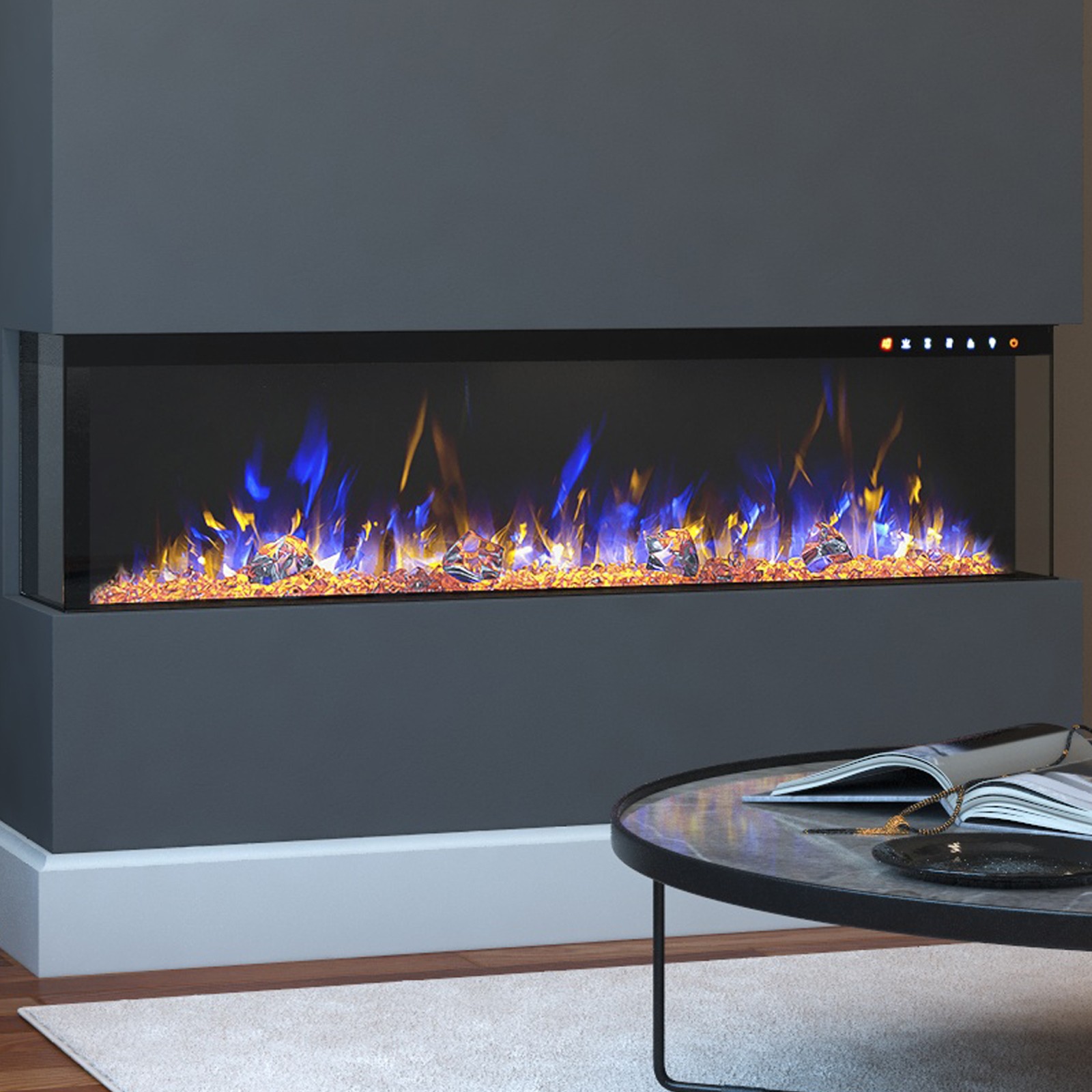 Regal Flame 36" Spectrum Modern Linear Electric 3 Sided Wall Mounted Built-in Recessed Fireplace