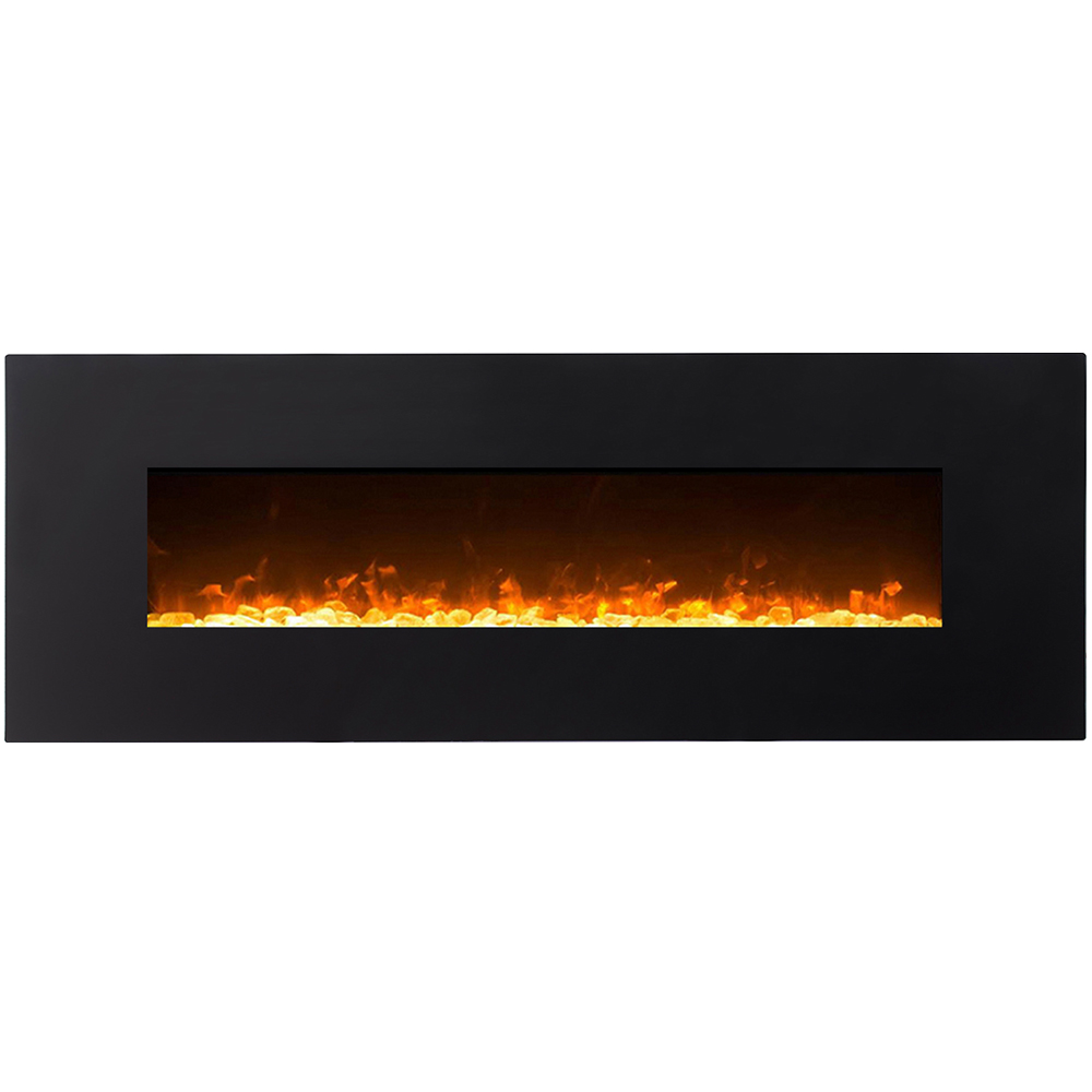 Regal Flame Denali Black 60 Log, Pebble, Crystal, 3 Color Heater Electric Wall Mounted Fireplace Better Than Wood Fireplaces, Ga