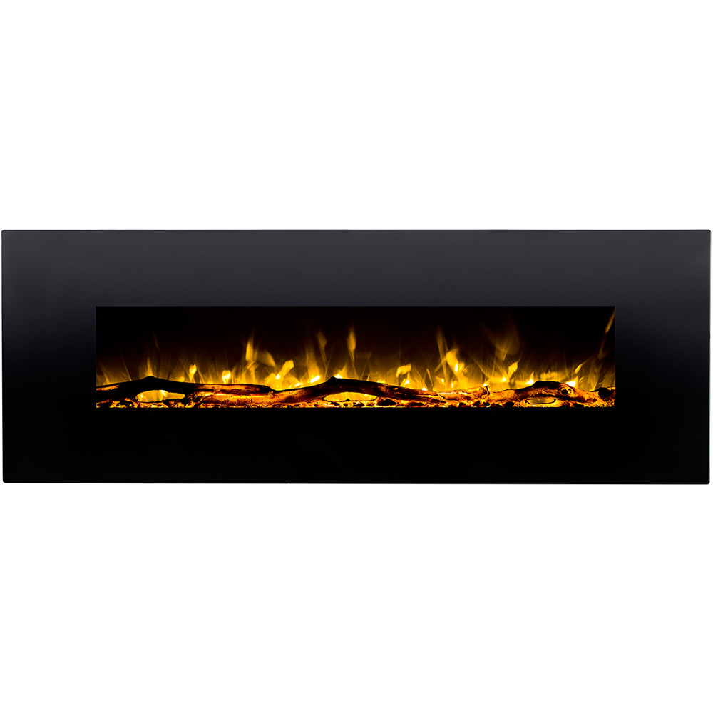 Regal Flame Erie Black 72" Crystal Ventless Heater Electric Wall Mounted Fireplace Better than Wood Fireplaces, Gas Logs, Firepl
