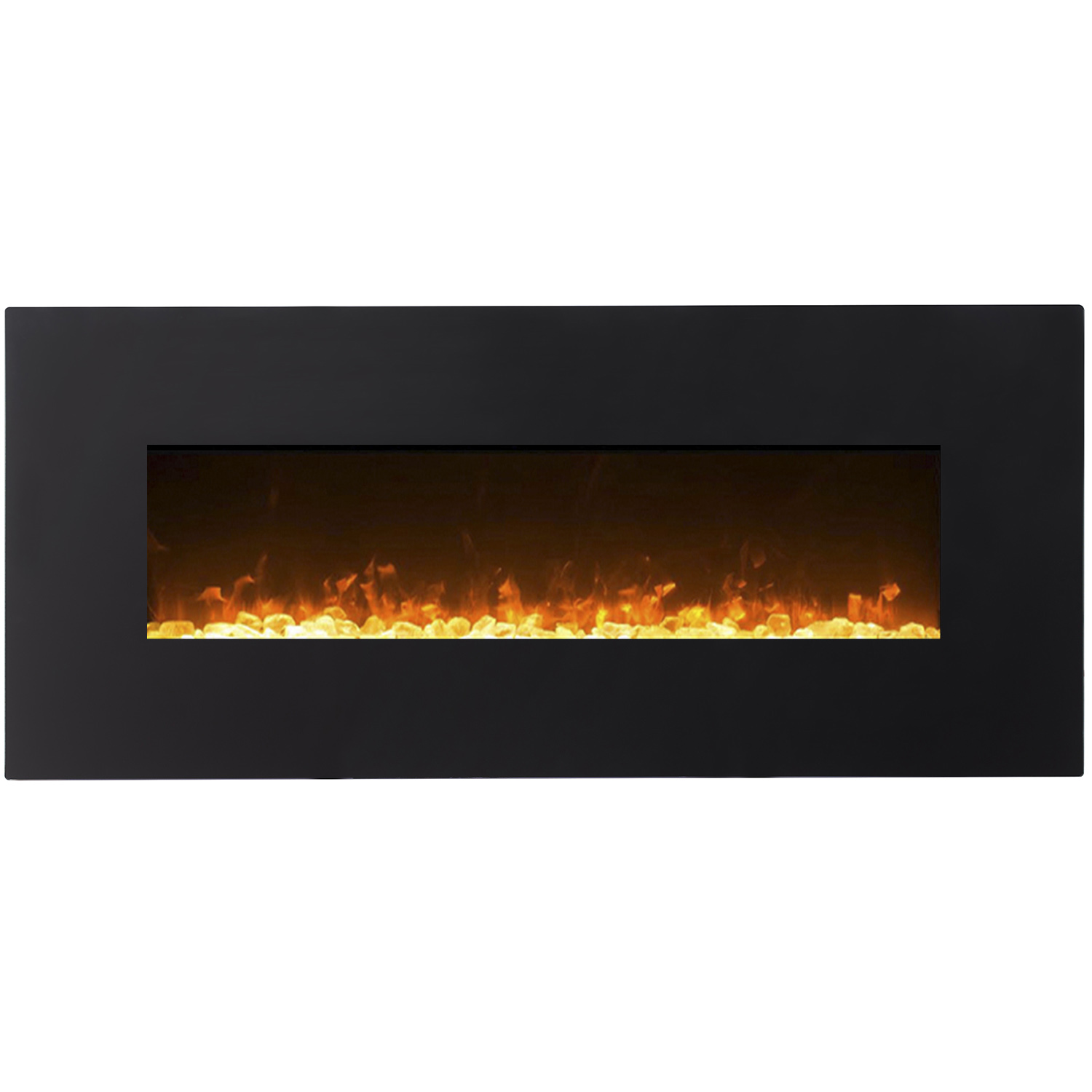 Regal Flame Erie Black 72" Pebble Ventless Heater Electric Wall Mounted Fireplace Better than Wood Fireplaces, Gas Logs, Firepla