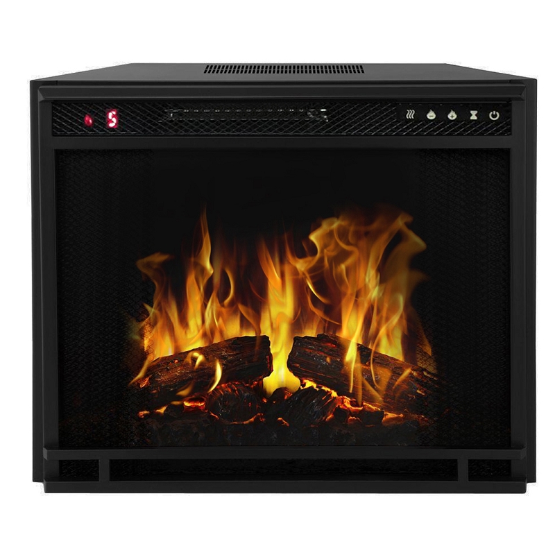 Regal Flame 28" Flat Pebble, Crystal, Log Ventless Heater Electric Fireplace Insert, Black Frame - 3 Color Changing Settings