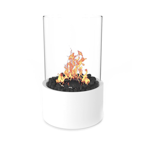 Moda Flame Eden Ventless Indoor Outdoor Fire Pit Tabletop Portable Fire Bowl Pot Bio Ethanol Fireplace in White - Realistic Clea
