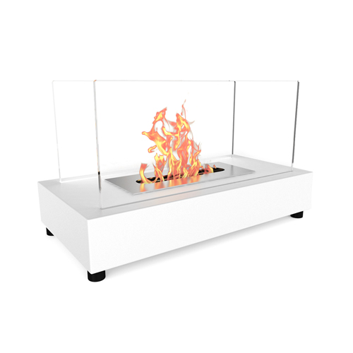 Moda Flame Vigo Ventless Indoor Outdoor Fire Pit Tabletop Portable Fire Bowl Pot Bio Ethanol Fireplace in White - Realistic Clea