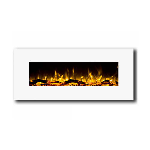 Regal Flame Ashford White 50" Log Ventless Heater Electric Wall Mounted Fireplace Better Than Wood Fireplaces, Gas Logs, Firepla