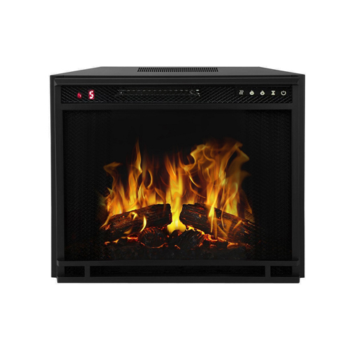 Moda Flame 33" Flat Pebble, Crystal, Log Ventless Heater Electric Fireplace Insert, Black Frame - 3 Color Changing Settings