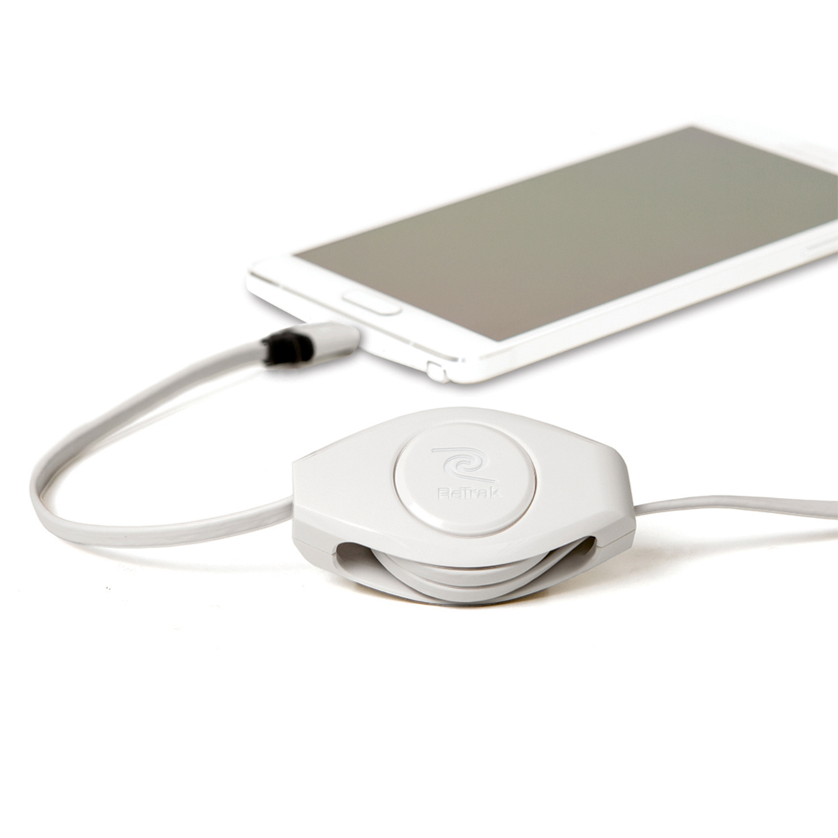 Premier White Retractable Micro USB Charger