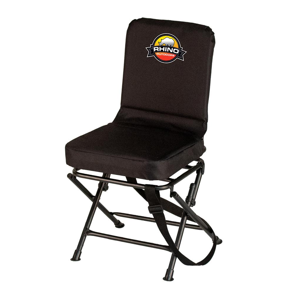Folding Swivel Chair With Padded Seat Black