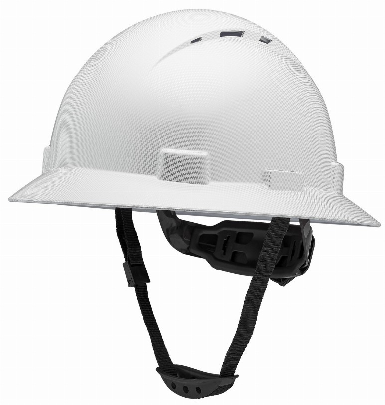 Full Brim Vented Hard Hat Construction OSHA Safety Helmet 6 Point Ratcheting System | Meets ANSI Z89.1 - Shiny White Graphite
