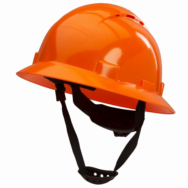 Full Brim Vented Hard Hat Construction OSHA Safety Helmet 6 Point Ratcheting System | Meets ANSI Z89.1 - Solid Shiny Orange