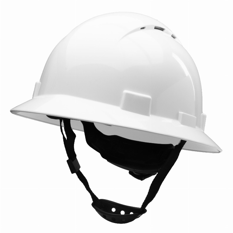 Full Brim Vented Hard Hat Construction OSHA Safety Helmet 6 Point Ratcheting System | Meets ANSI Z89.1 - Solid Shiny White