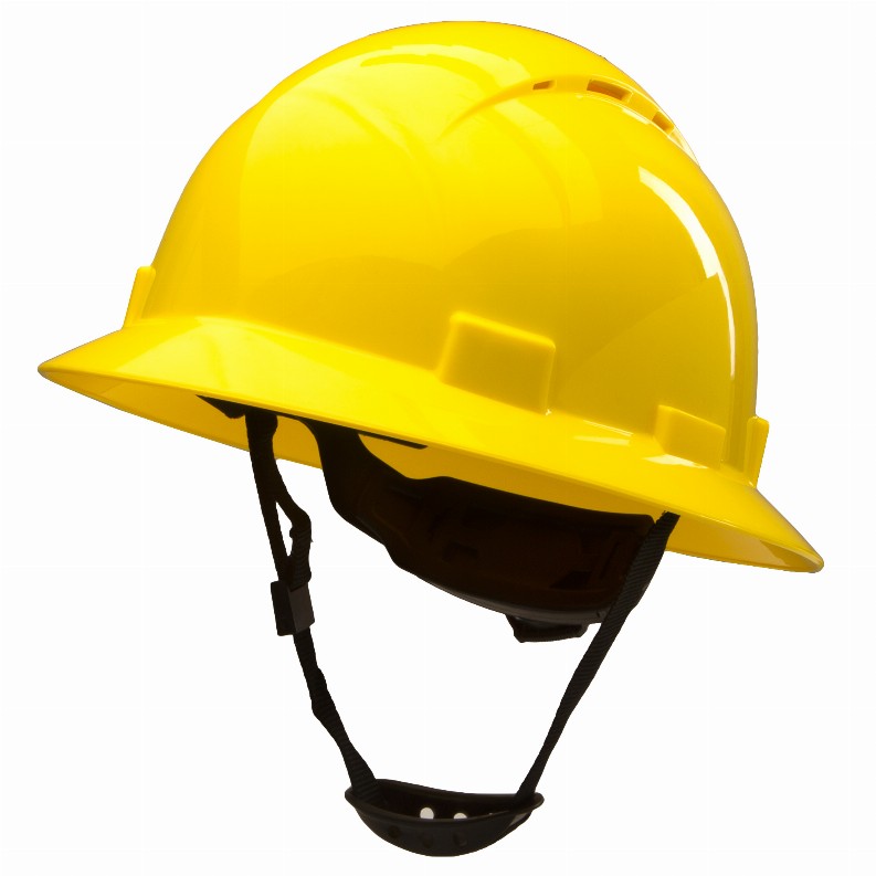 Full Brim Vented Hard Hat Construction OSHA Safety Helmet 6 Point Ratcheting System | Meets ANSI Z89.1 - Solid Shiny Yellow
