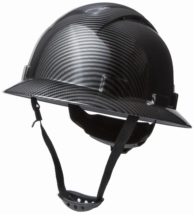 Full Brim Vented Hard Hat Construction OSHA Safety Helmet 6 Point Ratcheting System | Meets ANSI Z89.1 - Shiny Black Graphite