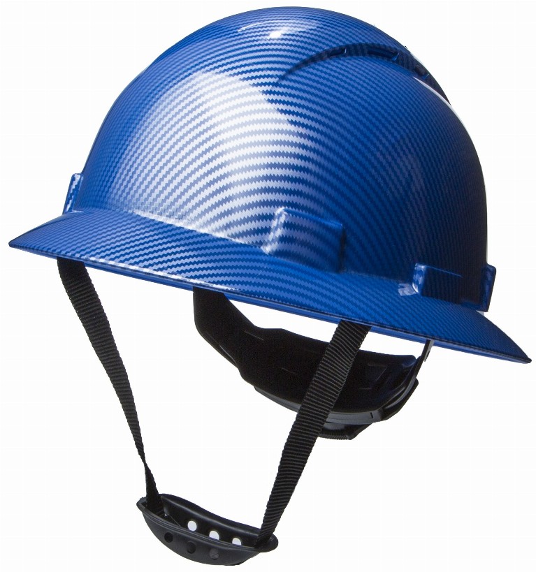 Full Brim Vented Hard Hat Construction OSHA Safety Helmet 6 Point Ratcheting System | Meets ANSI Z89.1 - Shiny Blue Graphite