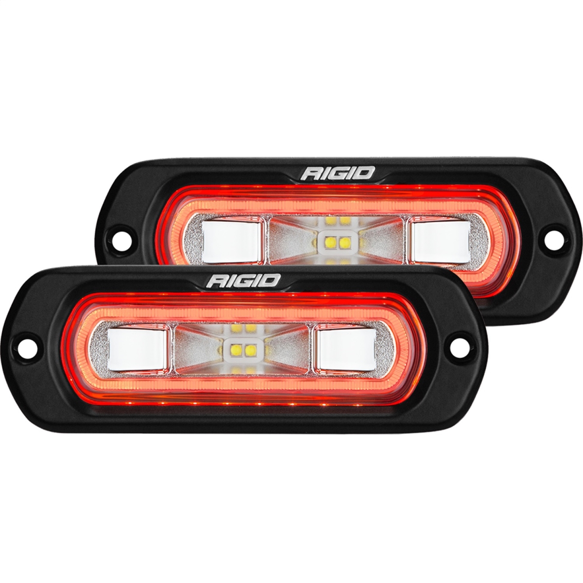 SR-L SERIES OFF-ROAD SPREADER LED LIGHT POD 3 WIRE FLUSH MOUNT WITH RED HALO | PAIR
