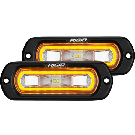 SR-L SERIES OFF-ROAD SPREADER LED LIGHT POD 3 WIRE FLUSH MOUNT WITH AMBER HALO | PAIR
