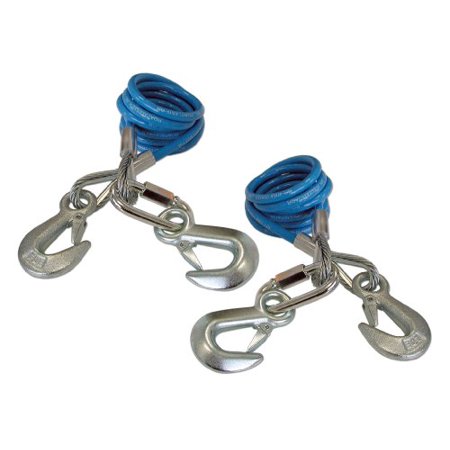 68-INCH, 6,000-POUND GVWR CAPACITY DOUBLE HOOK COILED SAFETY CABLES, ONE PAIR