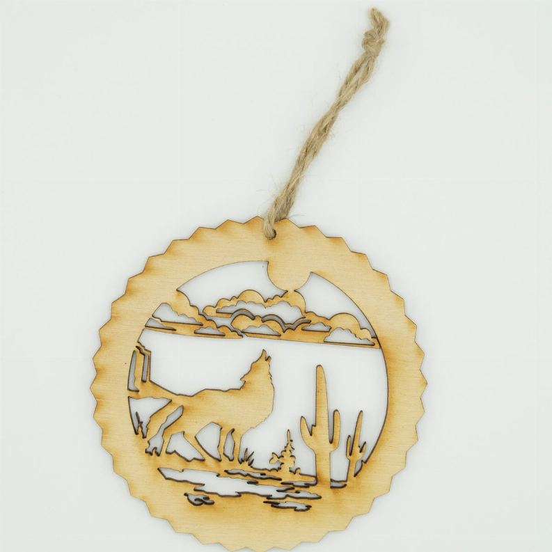 Animal Unfinished Tree Ornament - Coyote
