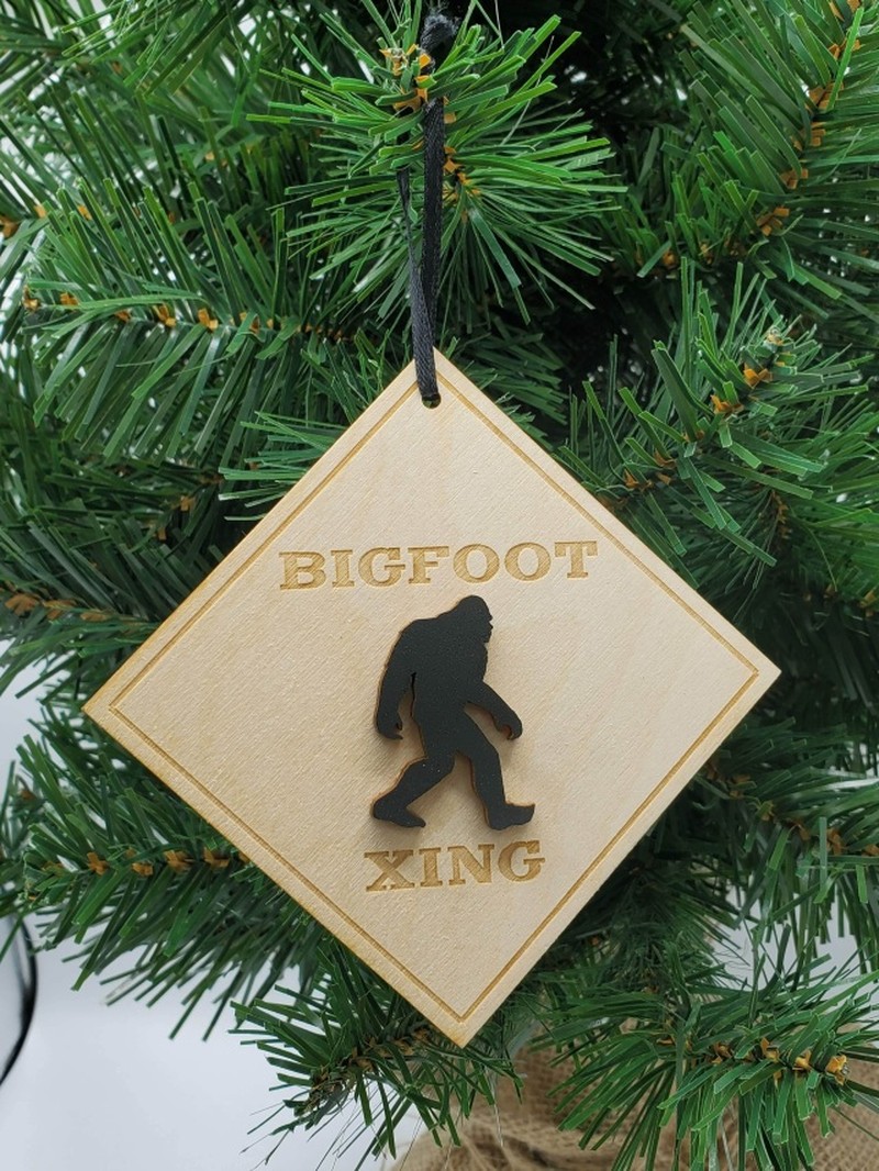Bigfoot Unfinished Tree Ornament - Bigfoot Xing