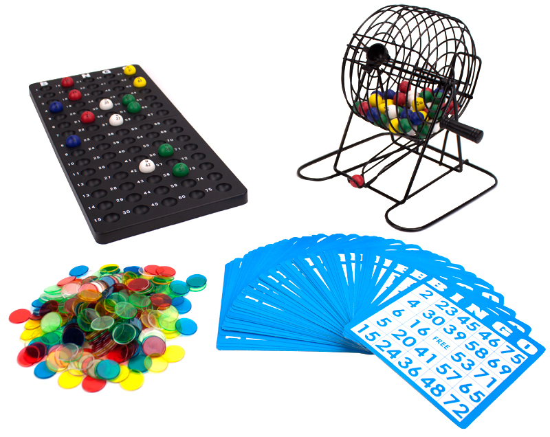 Deluxe 6" Bingo Game w/Colored Balls, 300 Chips and 50 Cards