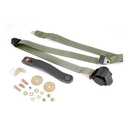 3-POINT SEAT BELT, OLIVE, RETRACTABLE, UNIVERSAL APPLICATION